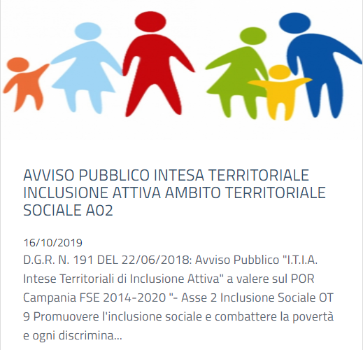 AVVISO PUBBLICO INTESA TERRITORIALE INCLUSIONE ATTIVA AMBITO TERRITORIALE SOCIALE A02